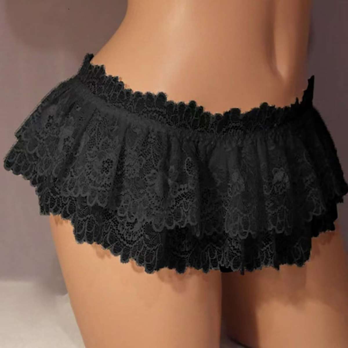 VELLRYU Sissy Lace Panties for Men & Femboy - Extended Size Lingerie Thong with Mini Skirt Design,Crossdresser Underwear - Image 6