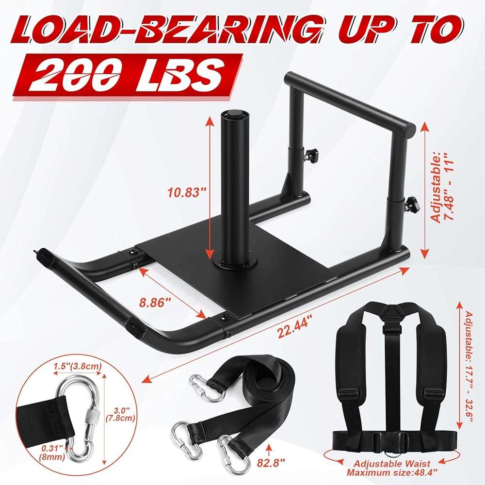GADFISH Medium-sized Weight Sled, Adjustable Height Workout Fitness Sled for Speed Training, Push and Pull Sleds for Exercise, Suitable for 1" & 2" Weight Plate, Applicable to Multiple Scenarios - Image 3