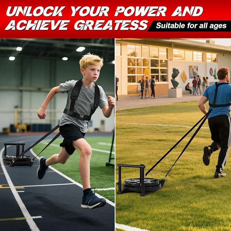 GADFISH Medium-sized Weight Sled, Adjustable Height Workout Fitness Sled for Speed Training, Push and Pull Sleds for Exercise, Suitable for 1" & 2" Weight Plate, Applicable to Multiple Scenarios - Image 5