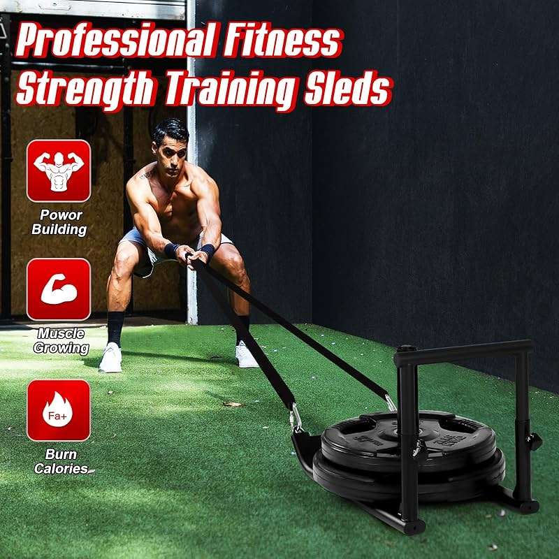 GADFISH Medium-sized Weight Sled, Adjustable Height Workout Fitness Sled for Speed Training, Push and Pull Sleds for Exercise, Suitable for 1" & 2" Weight Plate, Applicable to Multiple Scenarios - Image 7