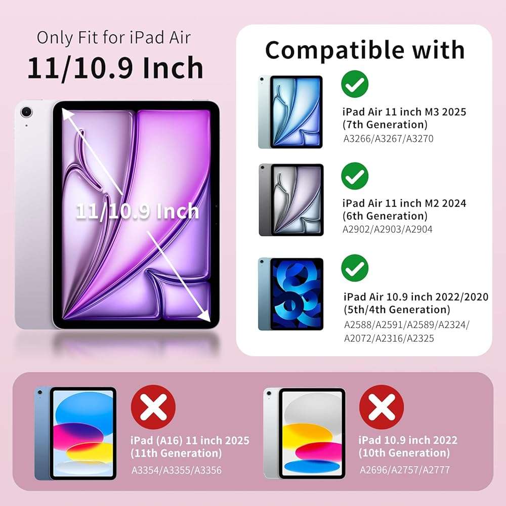 MoKo for iPad Air 11 inch Case (M4/M3/M2) 2026/2025/2024, iPad Air 5th/4th Gen 10.9 inch Case 2022/2020 with Pencil Holder, Slim Light Trifold Cover with Hard PC Translucent Back Shell, Pink - Image 2