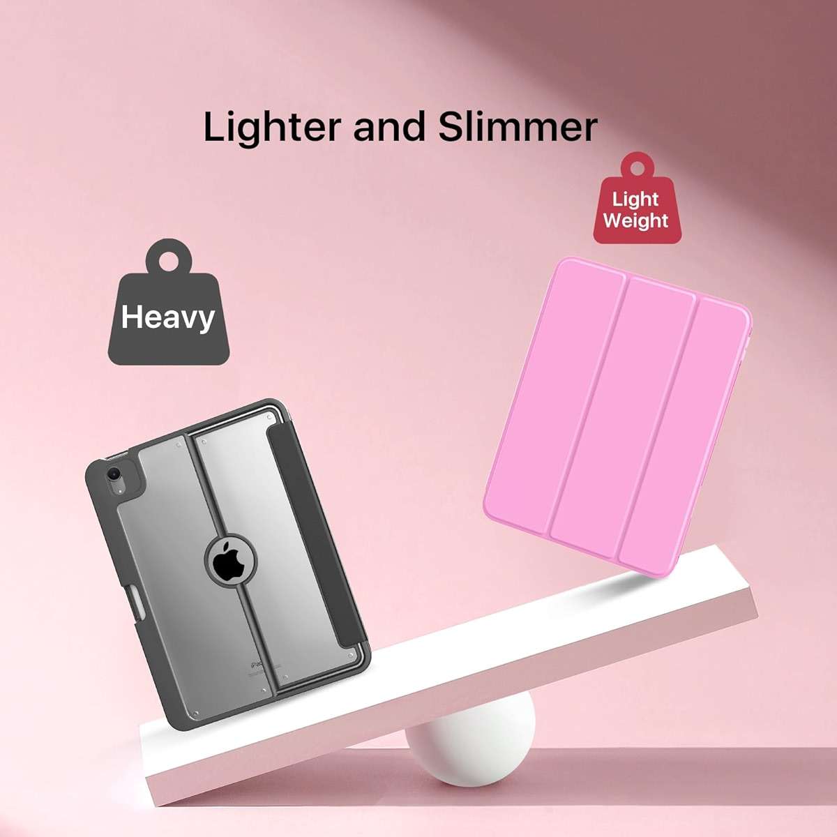 MoKo for iPad Air 11 inch Case (M4/M3/M2) 2026/2025/2024, iPad Air 5th/4th Gen 10.9 inch Case 2022/2020 with Pencil Holder, Slim Light Trifold Cover with Hard PC Translucent Back Shell, Pink - Image 8