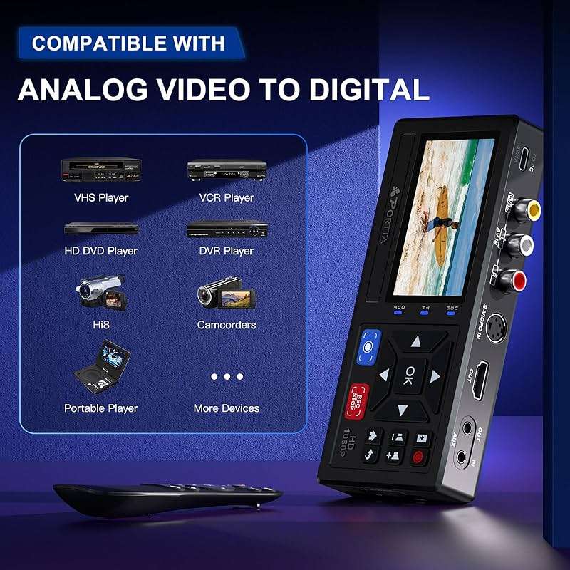 Portta VHS to Digital Converter with 128GB USB3.0 Flash Drive, Video to Digital Recorder, Compatible with VHS, VCR, DVR, DVD, Hi8, Mini DV, Gaming Consoles (VCR, VHS/DVD Player, Camcorder Required) - Image 5