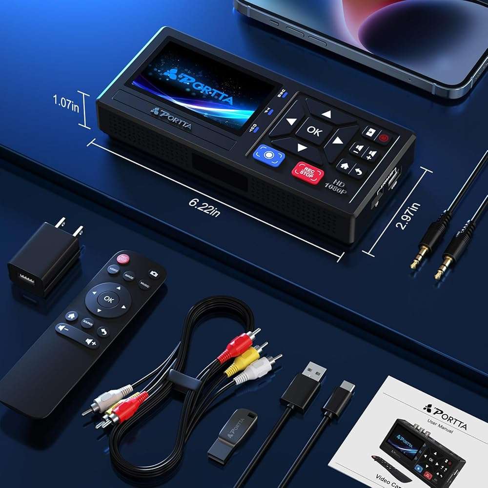 Portta VHS to Digital Converter with 128GB USB3.0 Flash Drive, Video to Digital Recorder, Compatible with VHS, VCR, DVR, DVD, Hi8, Mini DV, Gaming Consoles (VCR, VHS/DVD Player, Camcorder Required) - Image 6