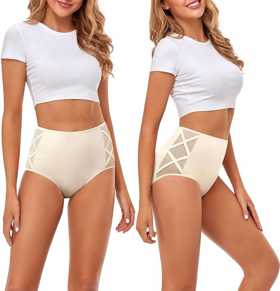 CULAYII High Waisted Underwear for Women Cotton No Muffin Top Full Coverage Briefs Soft Stretch Ladies Panties 5 Pack - Image 2