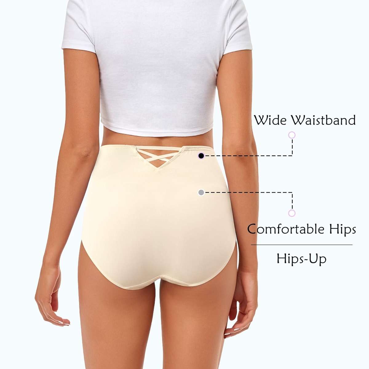 CULAYII High Waisted Underwear for Women Cotton No Muffin Top Full Coverage Briefs Soft Stretch Ladies Panties 5 Pack - Image 5