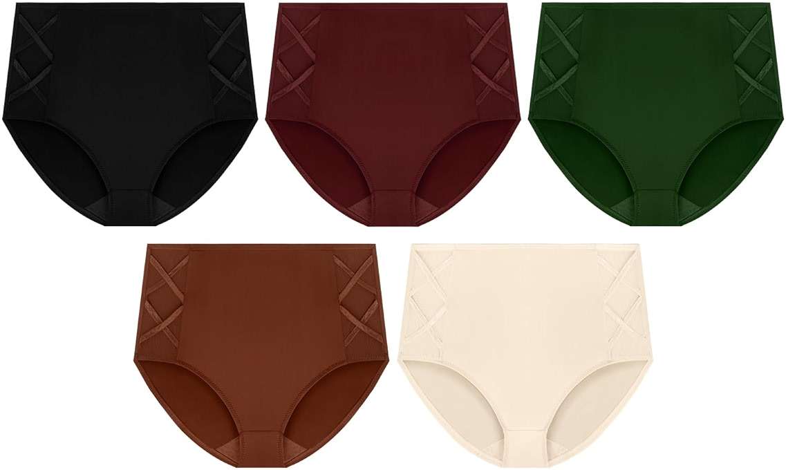 CULAYII High Waisted Underwear for Women Cotton No Muffin Top Full Coverage Briefs Soft Stretch Ladies Panties 5 Pack - Image 6
