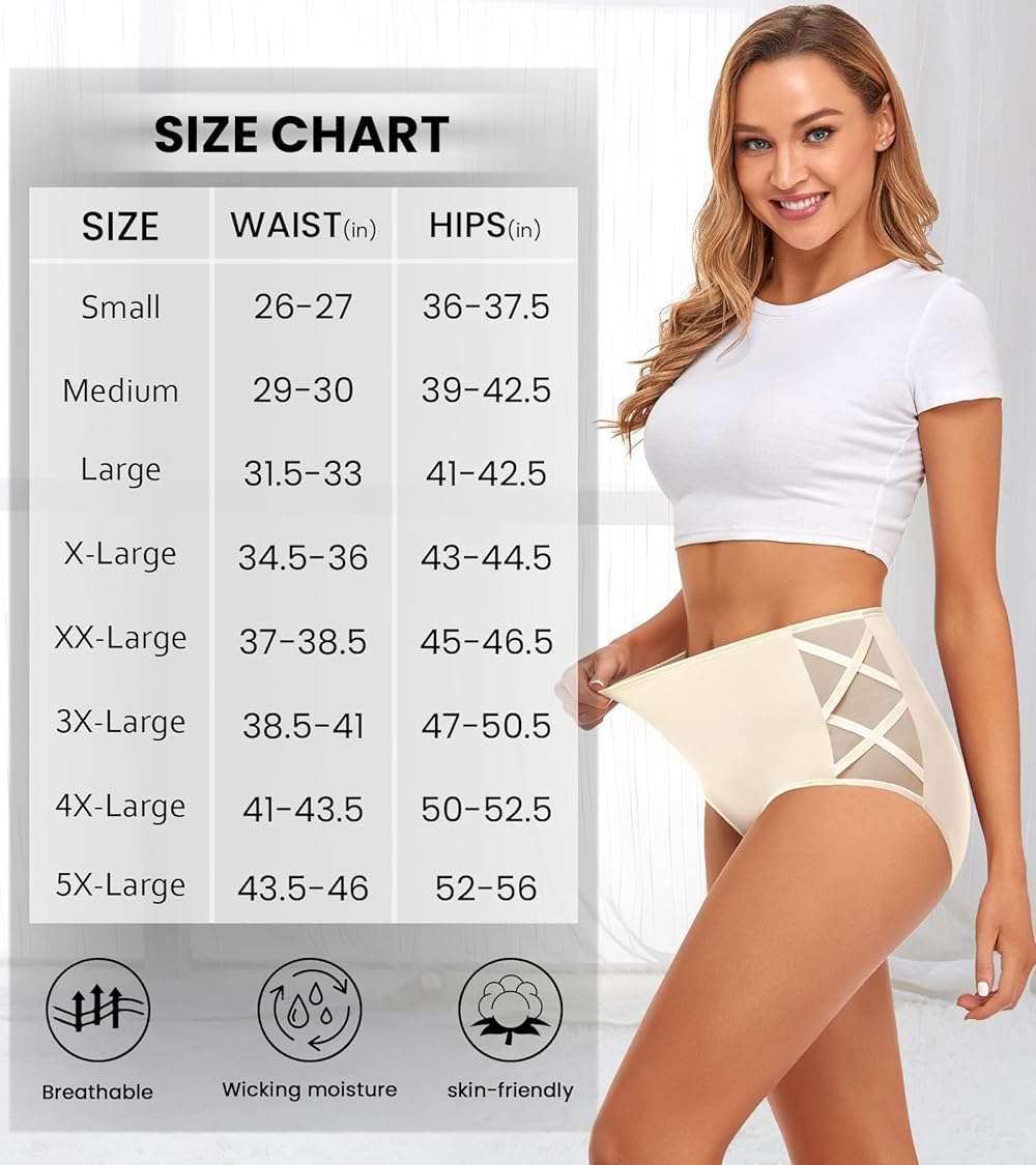 CULAYII High Waisted Underwear for Women Cotton No Muffin Top Full Coverage Briefs Soft Stretch Ladies Panties 5 Pack - Image 7