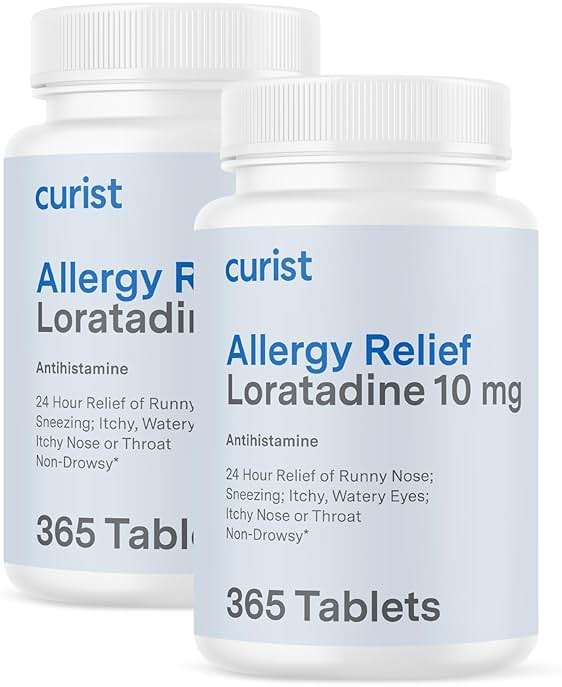 Curist Loratadine 10mg 730 Count (2 x 365 Tabs) All Day Non Drowsy Allergy Medicine - 24 Hour Antihistamine Tablets for Runny Nose, Itchy Eyes, Sneezing - Indoor & Outdoor Allergy Medicine for Adults - Image 1
