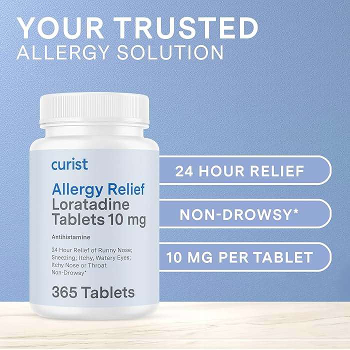 Curist Loratadine 10mg 730 Count (2 x 365 Tabs) All Day Non Drowsy Allergy Medicine - 24 Hour Antihistamine Tablets for Runny Nose, Itchy Eyes, Sneezing - Indoor & Outdoor Allergy Medicine for Adults - Image 6
