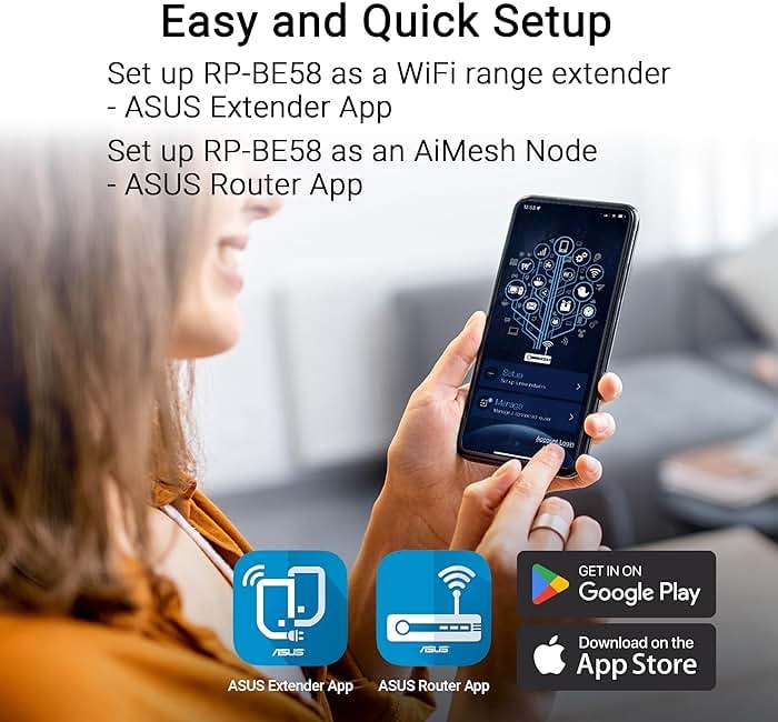 ASUS RP-BE58 BE3600 Dual Band WiFi 7 (802.11be) Range Extender, AiMesh Extender for Seamless mesh WiFi; Works with Any WiFi Router - Image 6