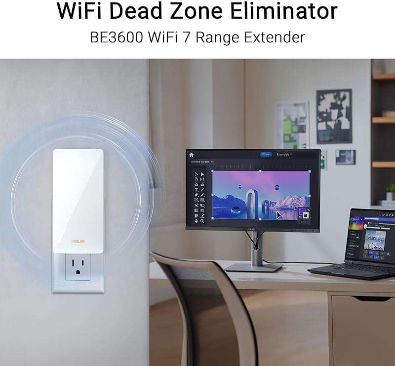 ASUS RP-BE58 BE3600 Dual Band WiFi 7 (802.11be) Range Extender, AiMesh Extender for Seamless mesh WiFi; Works with Any WiFi Router - Image 7