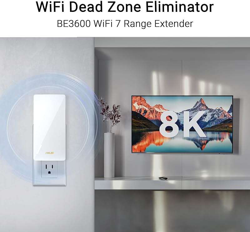 ASUS RP-BE58 BE3600 Dual Band WiFi 7 (802.11be) Range Extender, AiMesh Extender for Seamless mesh WiFi; Works with Any WiFi Router - Image 8