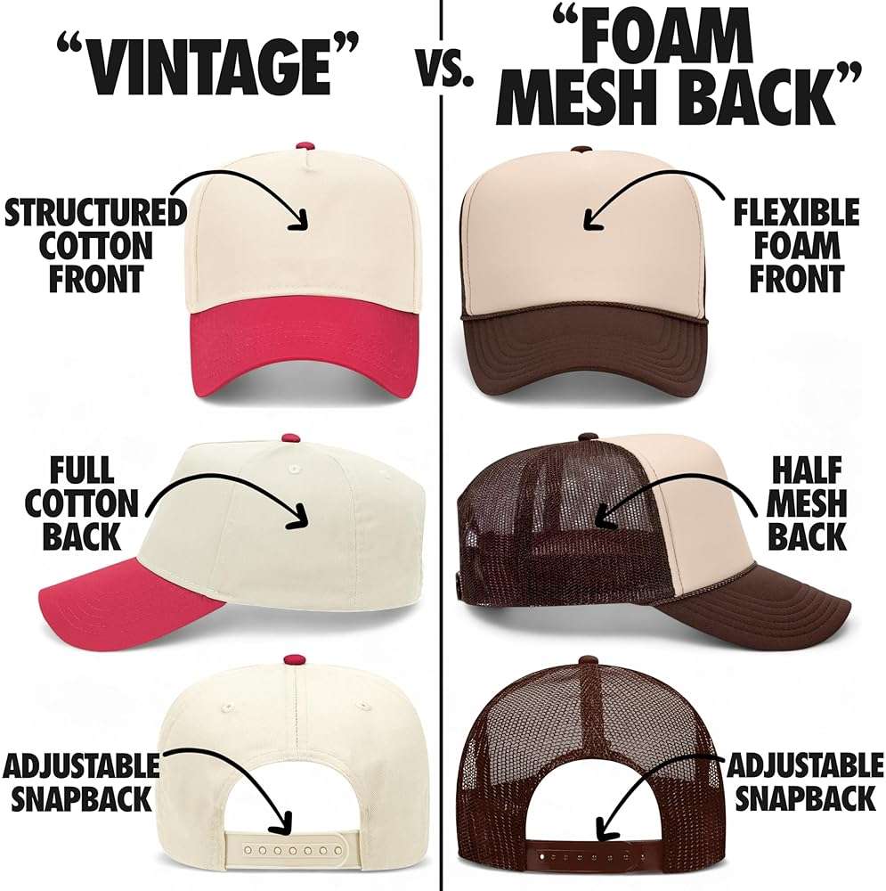 Design Your Own Custom Vintage Trucker Hat | Upload Text, Logo, Or Image | Premium Snapback Baseball Hat for Men & Women - Image 2