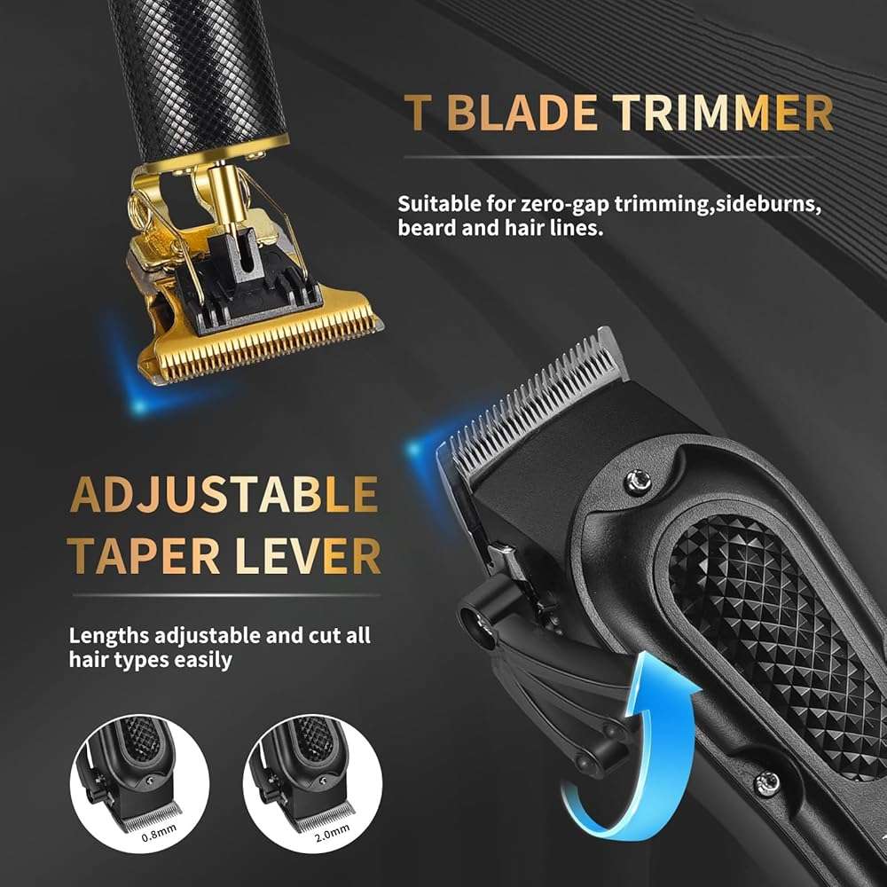 LQT® Men's Professional Hair Clippers Kit，Cordless & Corded Barber Clippers Set，Grooming Rechargeable Beard Trimmer with Adjustable Blade Black - Image 3