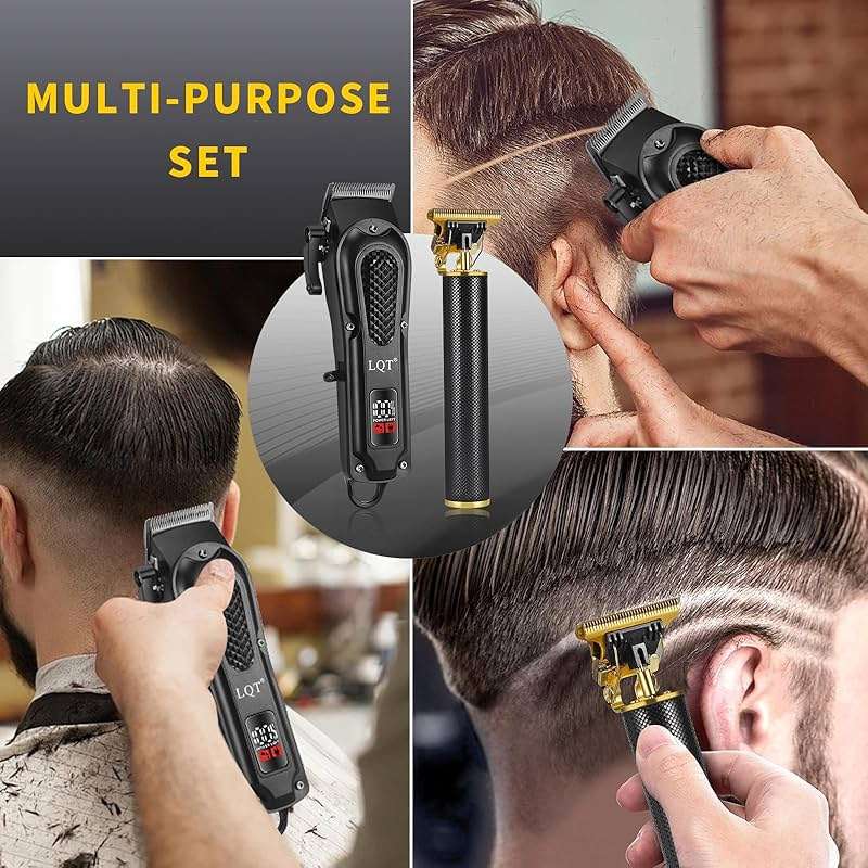 LQT® Men's Professional Hair Clippers Kit，Cordless & Corded Barber Clippers Set，Grooming Rechargeable Beard Trimmer with Adjustable Blade Black - Image 5