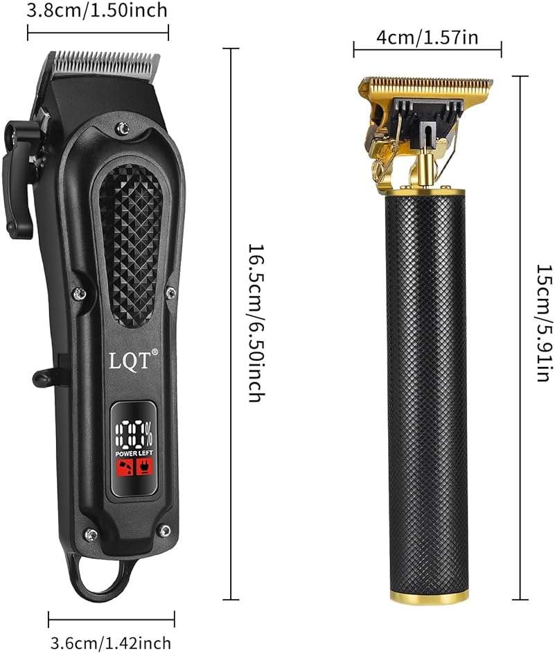 LQT® Men's Professional Hair Clippers Kit，Cordless & Corded Barber Clippers Set，Grooming Rechargeable Beard Trimmer with Adjustable Blade Black - Image 6
