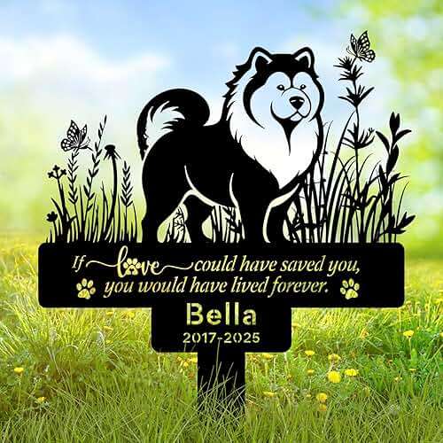 Personalized Pet Chow Chow Grave Marker, Custom Pet Dog Tombstones, Customized Chow Chow Memorial Stake with Name & Date, Weatherproof Pet Chow Chow Tombstone for Outdoor Graveyard Garden - Image 1