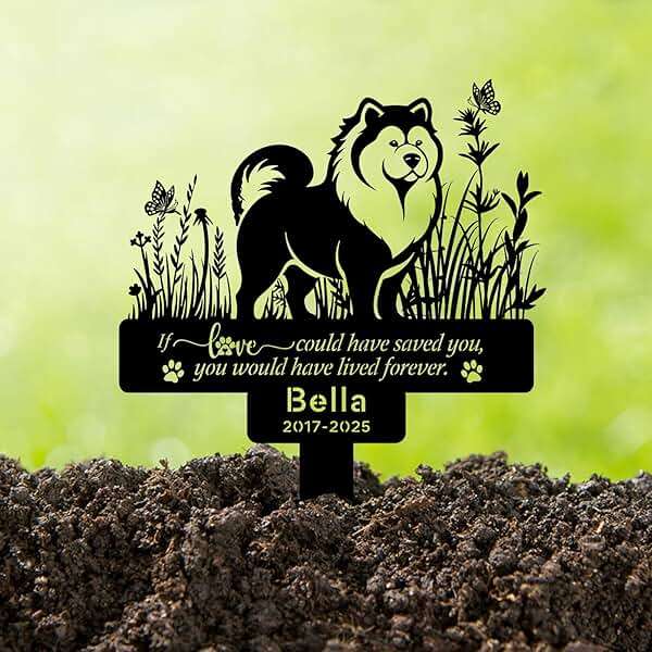 Personalized Pet Chow Chow Grave Marker, Custom Pet Dog Tombstones, Customized Chow Chow Memorial Stake with Name & Date, Weatherproof Pet Chow Chow Tombstone for Outdoor Graveyard Garden - Image 2