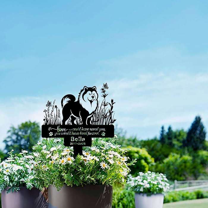 Personalized Pet Chow Chow Grave Marker, Custom Pet Dog Tombstones, Customized Chow Chow Memorial Stake with Name & Date, Weatherproof Pet Chow Chow Tombstone for Outdoor Graveyard Garden - Image 3