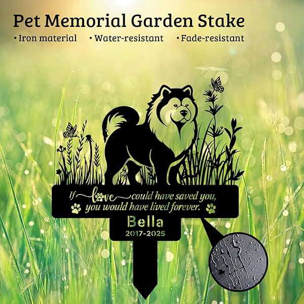 Personalized Pet Chow Chow Grave Marker, Custom Pet Dog Tombstones, Customized Chow Chow Memorial Stake with Name & Date, Weatherproof Pet Chow Chow Tombstone for Outdoor Graveyard Garden - Image 4