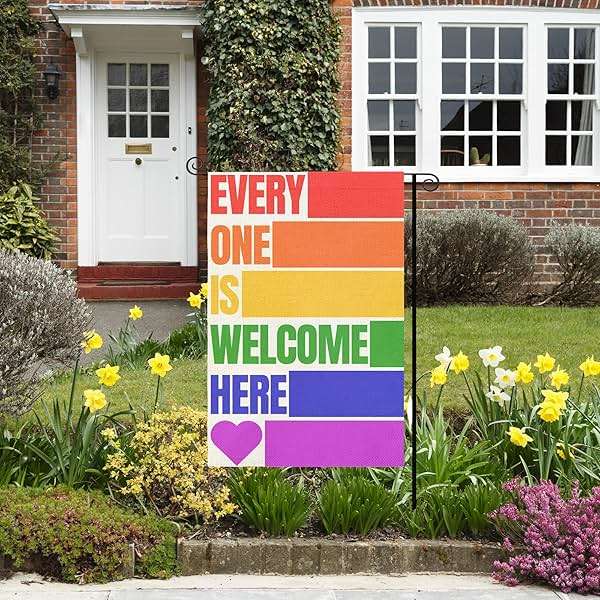 Pride Garden Flag - Pride Decorations LGBT Garden Flags LGBT Themed Decorations Rainbow Theme Welcome Banner Outdoor Yard Garden Decorations Double Side 12 x 18 inches - Image 2