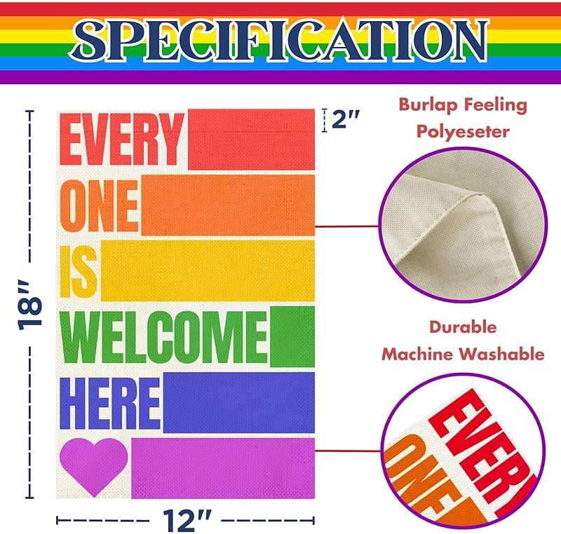 Pride Garden Flag - Pride Decorations LGBT Garden Flags LGBT Themed Decorations Rainbow Theme Welcome Banner Outdoor Yard Garden Decorations Double Side 12 x 18 inches - Image 5