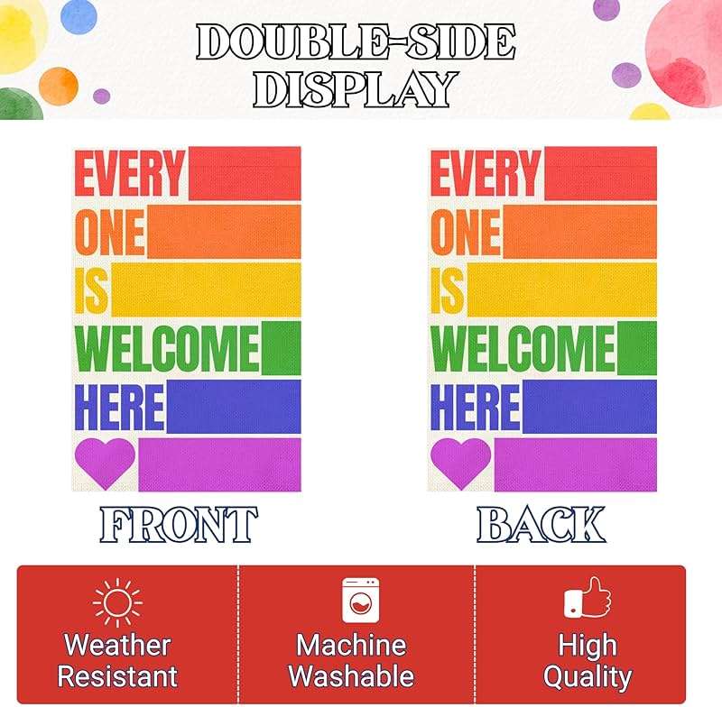 Pride Garden Flag - Pride Decorations LGBT Garden Flags LGBT Themed Decorations Rainbow Theme Welcome Banner Outdoor Yard Garden Decorations Double Side 12 x 18 inches - Image 6