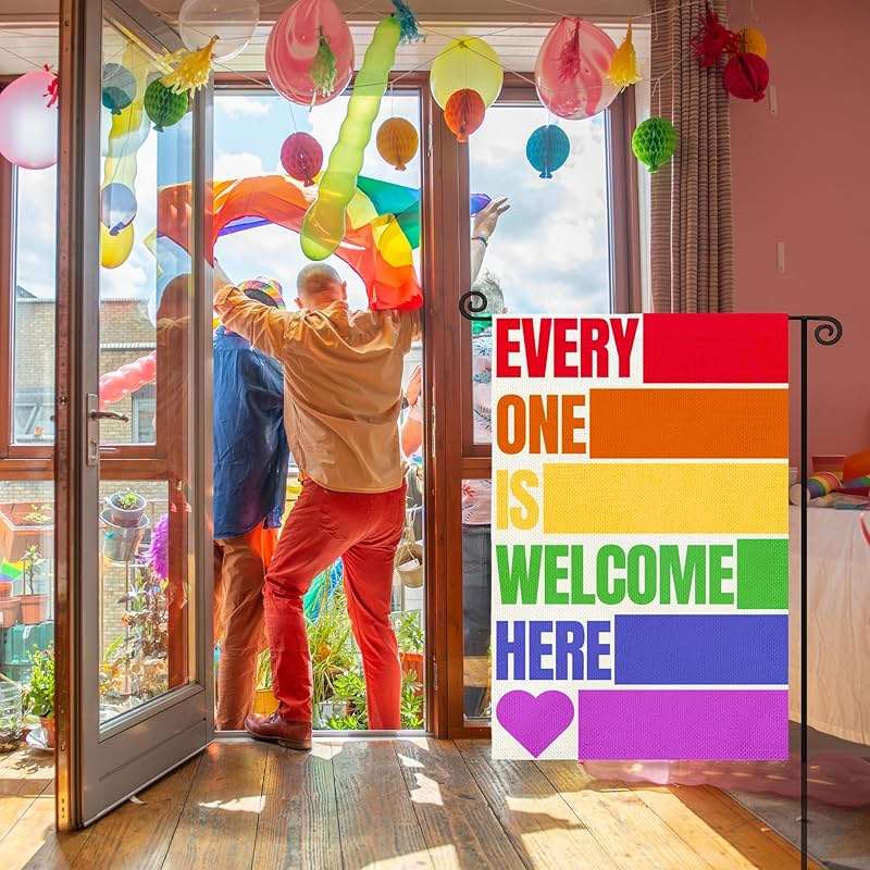 Pride Garden Flag - Pride Decorations LGBT Garden Flags LGBT Themed Decorations Rainbow Theme Welcome Banner Outdoor Yard Garden Decorations Double Side 12 x 18 inches - Image 8