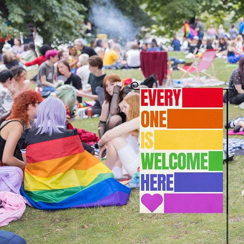 Pride Garden Flag - Pride Decorations LGBT Garden Flags LGBT Themed Decorations Rainbow Theme Welcome Banner Outdoor Yard Garden Decorations Double Side 12 x 18 inches - Image 9