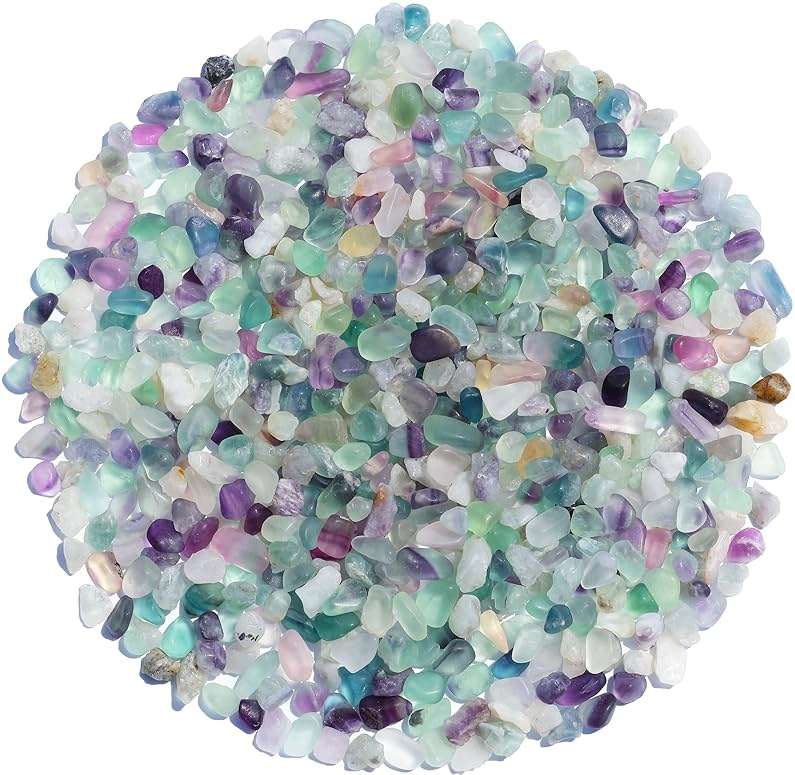 QYGL Crystal Pebbles – 0.9LB Natural Fluorite Crystal Bulk, Decorative Tumbled Gemstones Sea Glass Rock for Fish Tank Gravel, Vase Filler, DIY Crafts, Plant Pots & Home Decor - Image 1