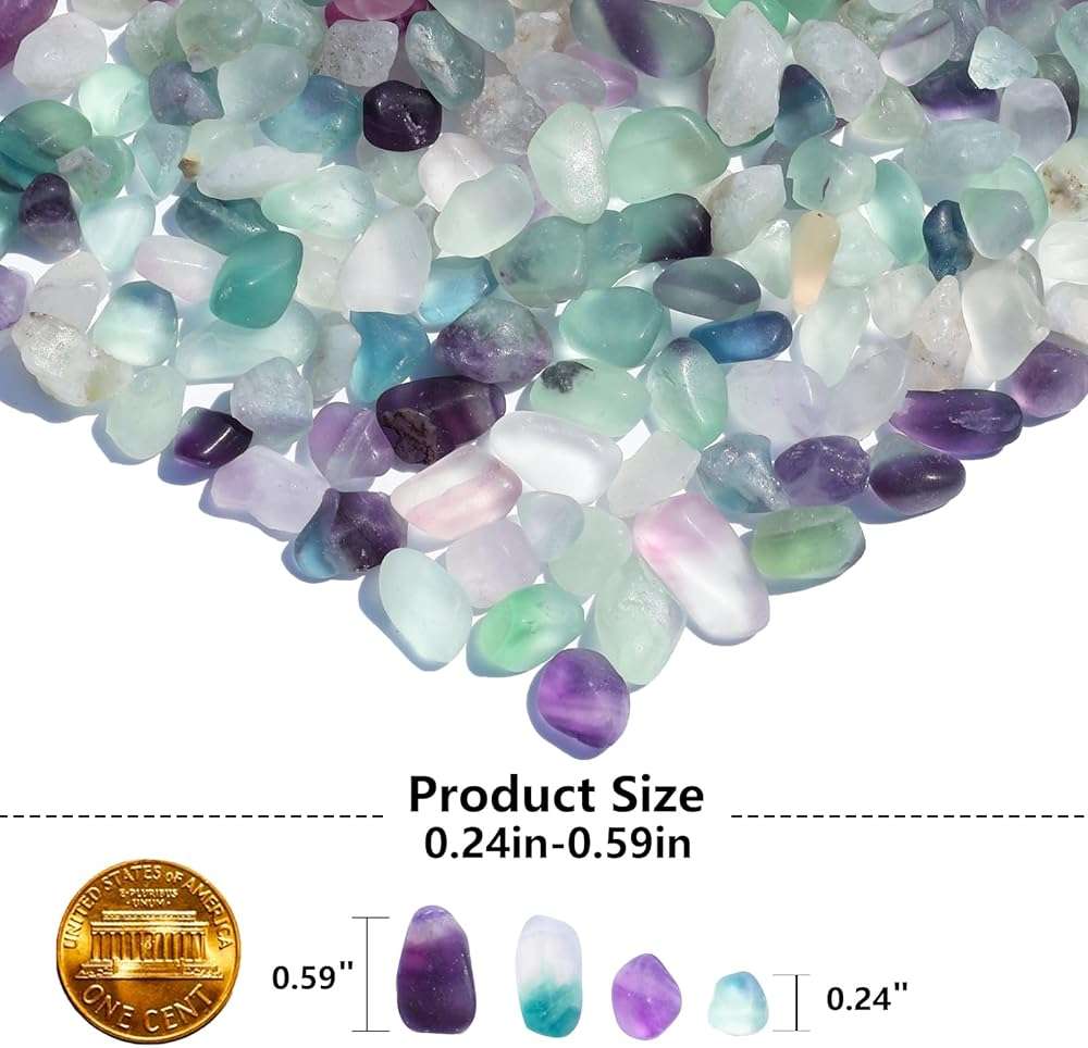 QYGL Crystal Pebbles – 0.9LB Natural Fluorite Crystal Bulk, Decorative Tumbled Gemstones Sea Glass Rock for Fish Tank Gravel, Vase Filler, DIY Crafts, Plant Pots & Home Decor - Image 4