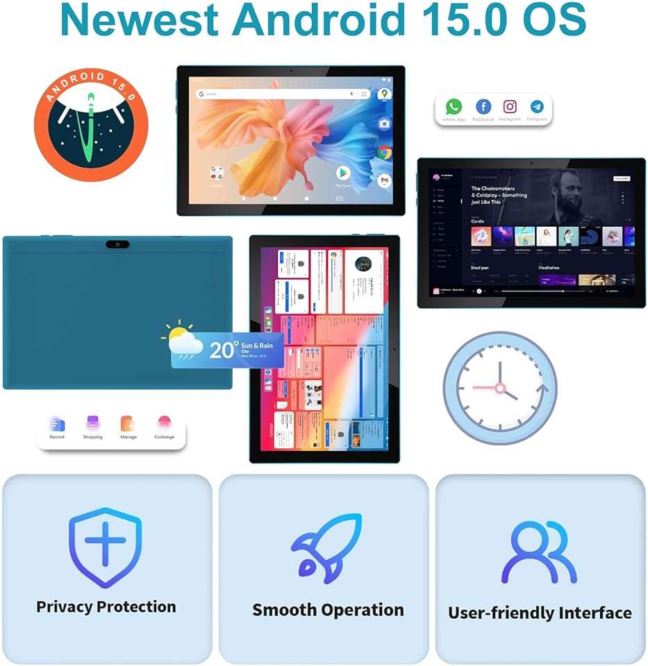 Android 15 Tablet,10 inch Tablets, 8GB RAM+32GB ROM/2TB Expandable, 2 in 1 Tablets with Keyboard Case, 1280x800 IPS Display Screen, 5G Wi-Fi6, Dual Camera, 6000mAh Battery BT5 Widevine L1 (Green) - Image 5