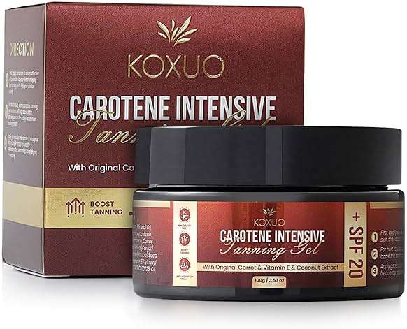 Carotene Tanning Gel for Deep Natural Tan – Tanning Accelerator with Coconut Oil, Carrot Extract & Vitamin E – Bronzing Body Moisturizer for Indoor & Outdoor Use - Image 1