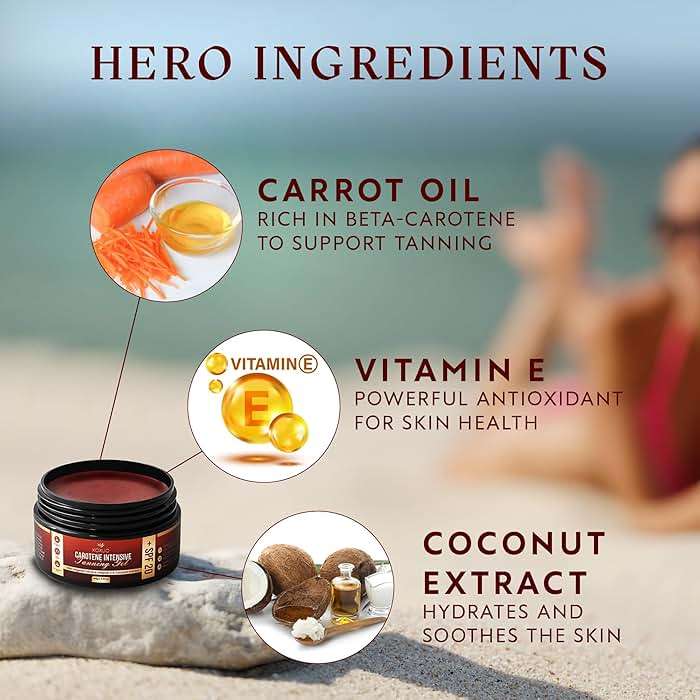 Carotene Tanning Gel for Deep Natural Tan – Tanning Accelerator with Coconut Oil, Carrot Extract & Vitamin E – Bronzing Body Moisturizer for Indoor & Outdoor Use - Image 4