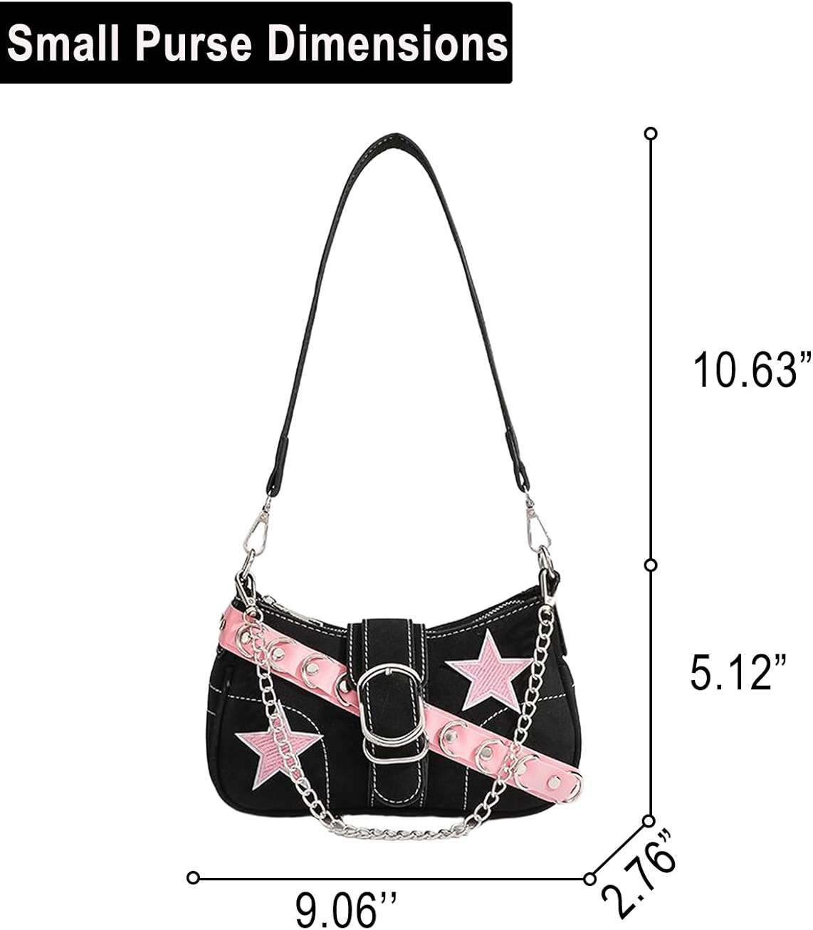 Ecohaso Grunge Shoulder Bag Fairy Grunge Hobo Bag Denim Chain Y2K Purses Crossbody Bag for Women - Image 5