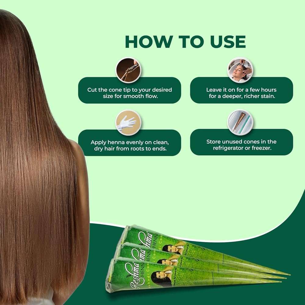 Reshma Beauty 3 Pack of Rajasthani Jumbo Cones for Hair, 50g Each–Almost Double the Size of Regular Cones, 100% Natural Ready-to-Use Paste Reddish Brown Hair Color with Ayurvedic Hair Dye - Image 3