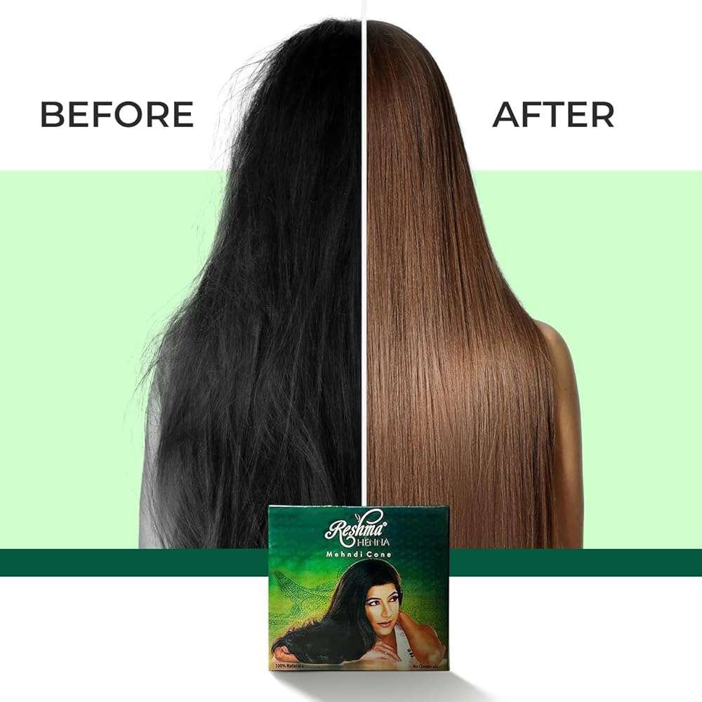 Reshma Beauty 3 Pack of Rajasthani Jumbo Cones for Hair, 50g Each–Almost Double the Size of Regular Cones, 100% Natural Ready-to-Use Paste Reddish Brown Hair Color with Ayurvedic Hair Dye - Image 4