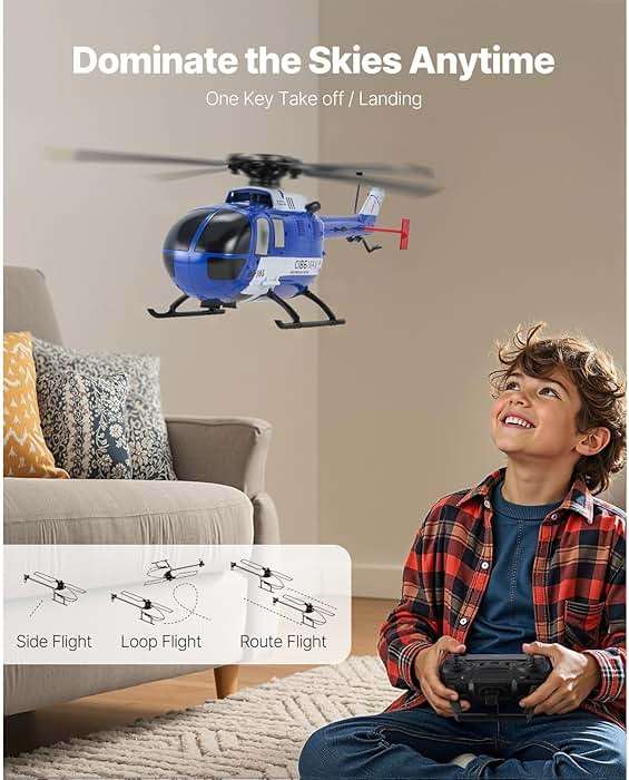 VEVOR RC Helicopter, 2.4GHz 4-Propeller Remote Control Helicopter with 6-Axis Gyro, 4-Channel RC Airplane for Beginner, LED Light & One-Key Takeoff/Landing, Plane Toys for Kids Ages 8 and up - Image 2
