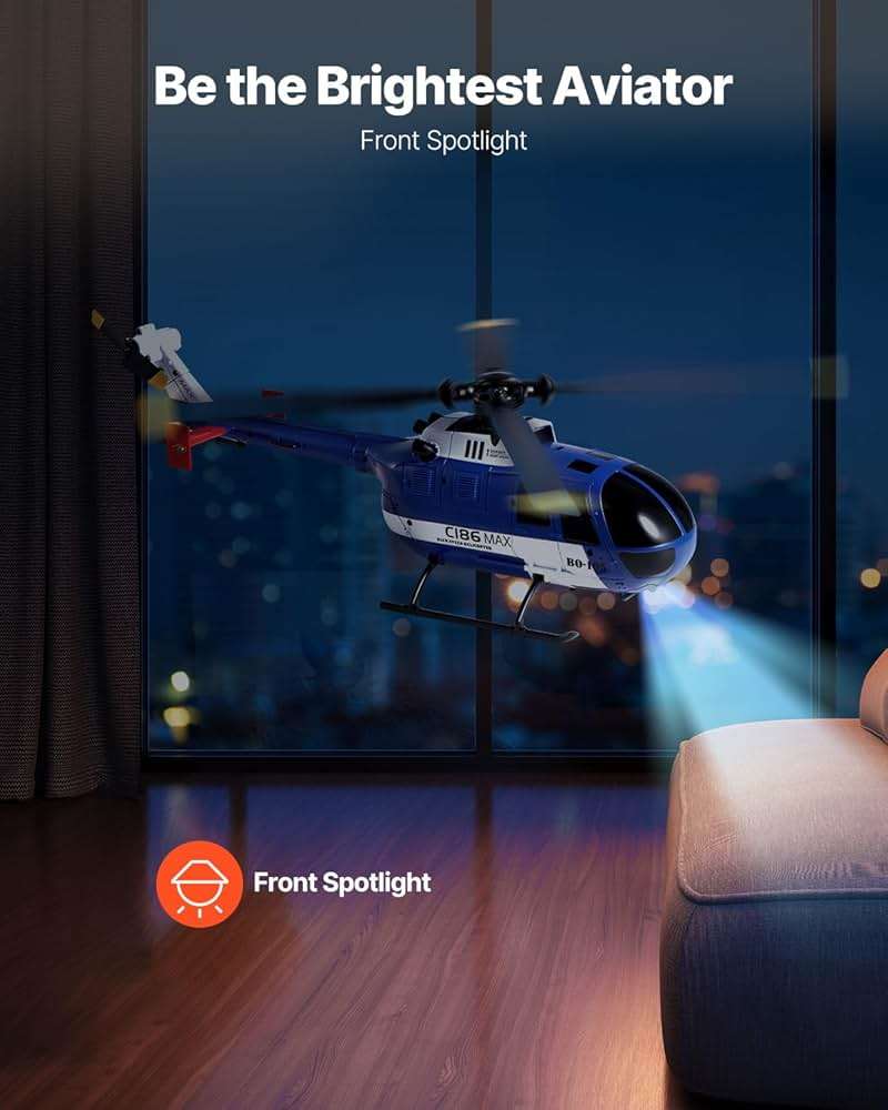 VEVOR RC Helicopter, 2.4GHz 4-Propeller Remote Control Helicopter with 6-Axis Gyro, 4-Channel RC Airplane for Beginner, LED Light & One-Key Takeoff/Landing, Plane Toys for Kids Ages 8 and up - Image 4