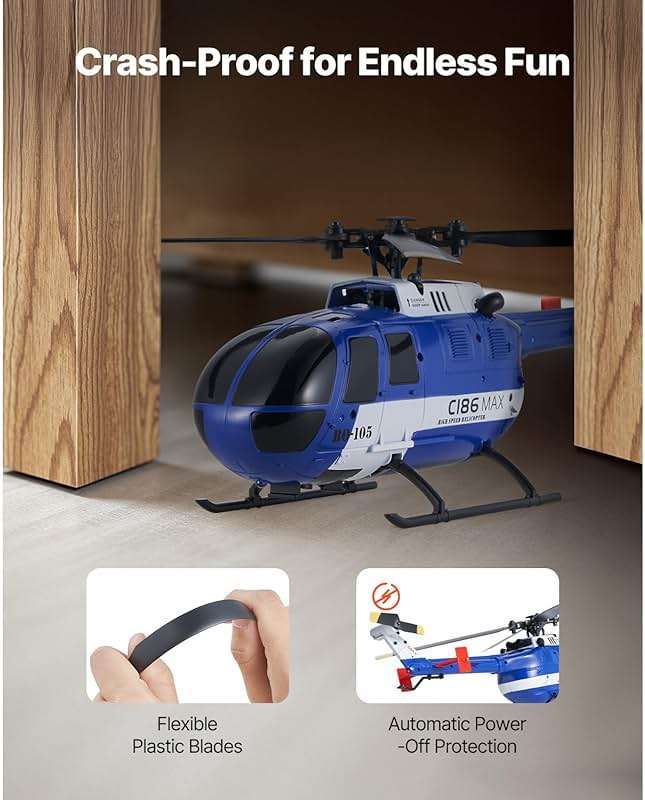 VEVOR RC Helicopter, 2.4GHz 4-Propeller Remote Control Helicopter with 6-Axis Gyro, 4-Channel RC Airplane for Beginner, LED Light & One-Key Takeoff/Landing, Plane Toys for Kids Ages 8 and up - Image 5