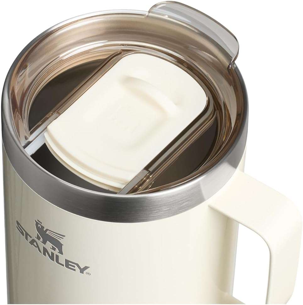 STANLEY Everyday Camp Mug 24oz | Drink Through Lid | Cup for Coffee, Tea and Drinks | Insulated Stainless Steel Coffee Mug | BPA-Free | Cream Gloss - Image 4