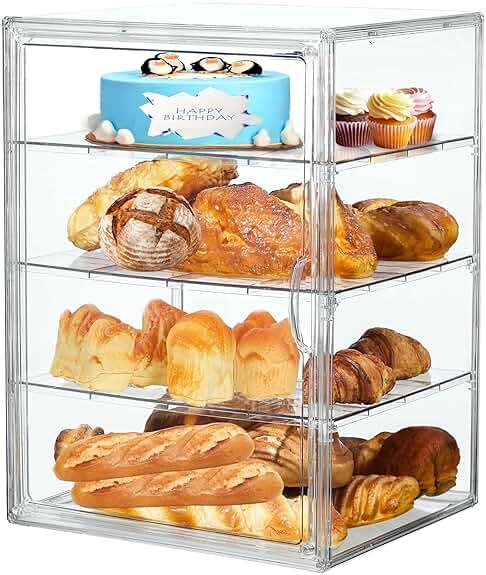 Bread Box,Large Bread Boxs for Kitchen Countertop - 4 Layers Adjustable Bread Storage Container,Clear Boxes for Kitchen Counter, Breads Box Airtight,Bread Holder,Perfect for Bagel Muffins（transparent） - Image 1