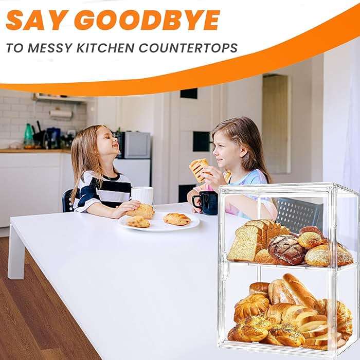 Bread Box,Large Bread Boxs for Kitchen Countertop - 4 Layers Adjustable Bread Storage Container,Clear Boxes for Kitchen Counter, Breads Box Airtight,Bread Holder,Perfect for Bagel Muffins（transparent） - Image 4