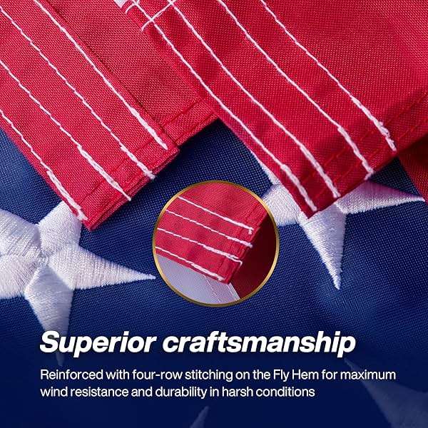 American Flag 6x10 ft Long Lasting US Flag, Heavy Duty Polyester, Embroidered Stars, Sewn Stripes, Brass Grommets, UV Protection Perfect for Outdoors! USA Flag - Image 3