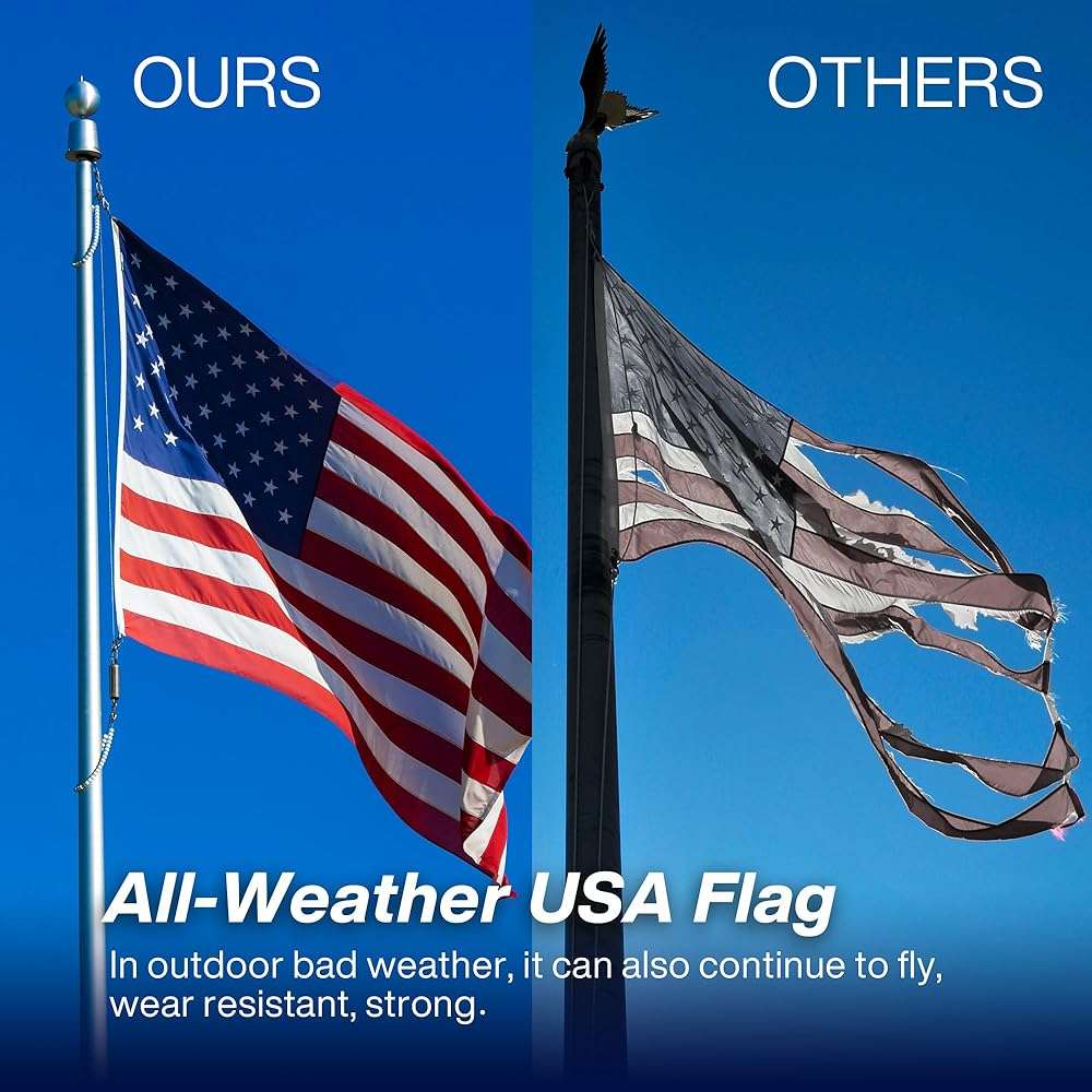 American Flag 6x10 ft Long Lasting US Flag, Heavy Duty Polyester, Embroidered Stars, Sewn Stripes, Brass Grommets, UV Protection Perfect for Outdoors! USA Flag - Image 7