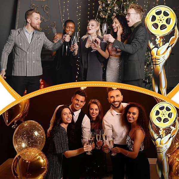 Liliaafar 5.3 ft Movie Night Trophy Award Stand up Cardboard Cutout Life Size Movie Theme Party Decorations Backdrop Photo Props Gold Award Status Standup for Red Carpet Events Themed Party Supplies - Image 6