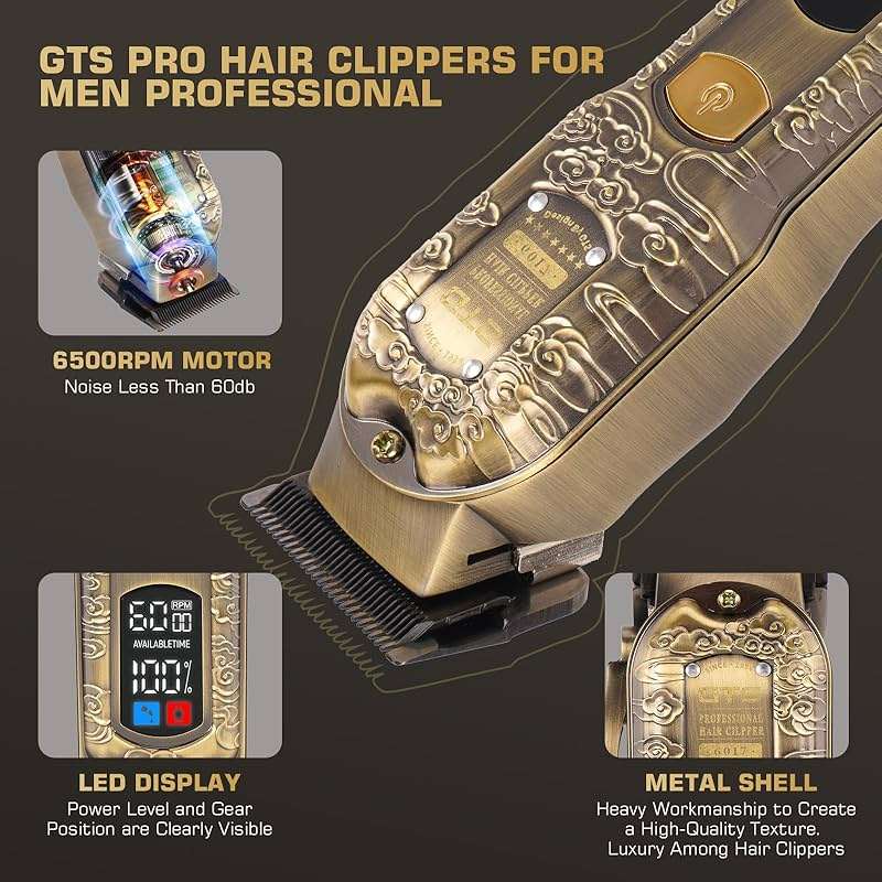 GTSPROProfessional Hair Clippers for Men – Cordless Barber Clippers with LCD Display, Precision Trimmer & Travel Case – Gifts for Men Husband Father - Image 3