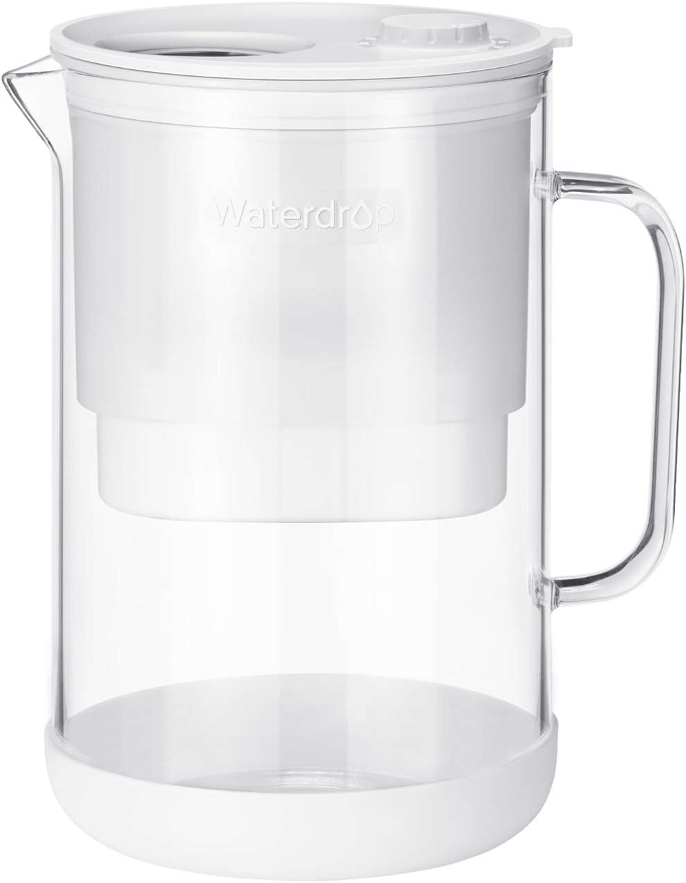 Waterdrop PT-09W 10-Cup Large Glass Water Filter Pitcher, Eco-Friendly, NSF/ANSI 53, 42 & 372 Certified Filter, Reduces PFOA/PFOS, Chlorine, Cadmium, Copper & Mercury, BPA-Free, Easy to Clean, White - Image 1