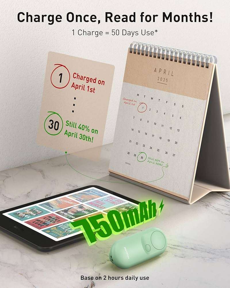 Maxonar Magsnap Remote Page Turner for Kindle Paperwhite/Oasis & Kobo, Never Lose Parts, 100-Hour Battery, RF Connection, 2-in-1 Page Clicker Works with Tablet/iPad, Ideal Gift for Book Lovers (Green) - Image 6